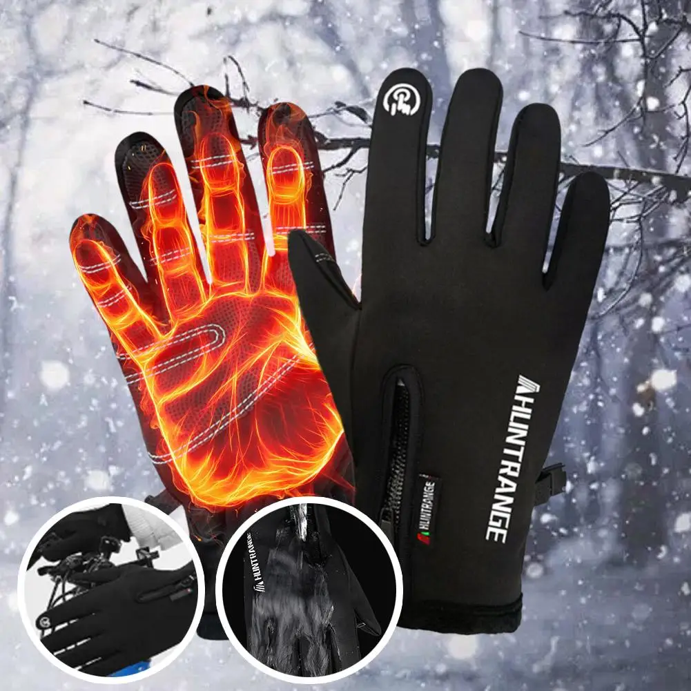 Windproof Touchscreen Finger Snow Ski Gloves For Men Women Waterproof Winter Gloves Cold Weather Non-Slip Thick Fleecing Mittens 2