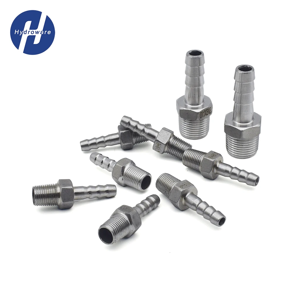 6mm To 25mm Hose Barb X 1/8" 1/4" 3/8" 1/2"3/4"1" BSPT Male Thread 304 Stainless Steel Pipe Fitting Coupler Connector pipe fitting hose pipe fitting