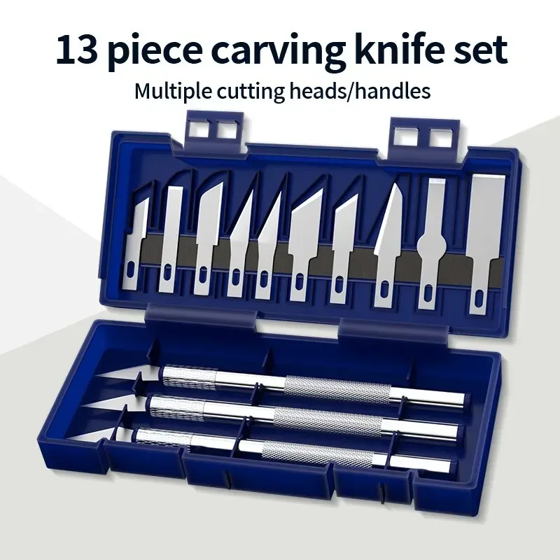 13Pcs Metal Carving Knife Pen Style Art Seal Paper Cutting Tool Set Non Slip DIY Precision Repair Kit