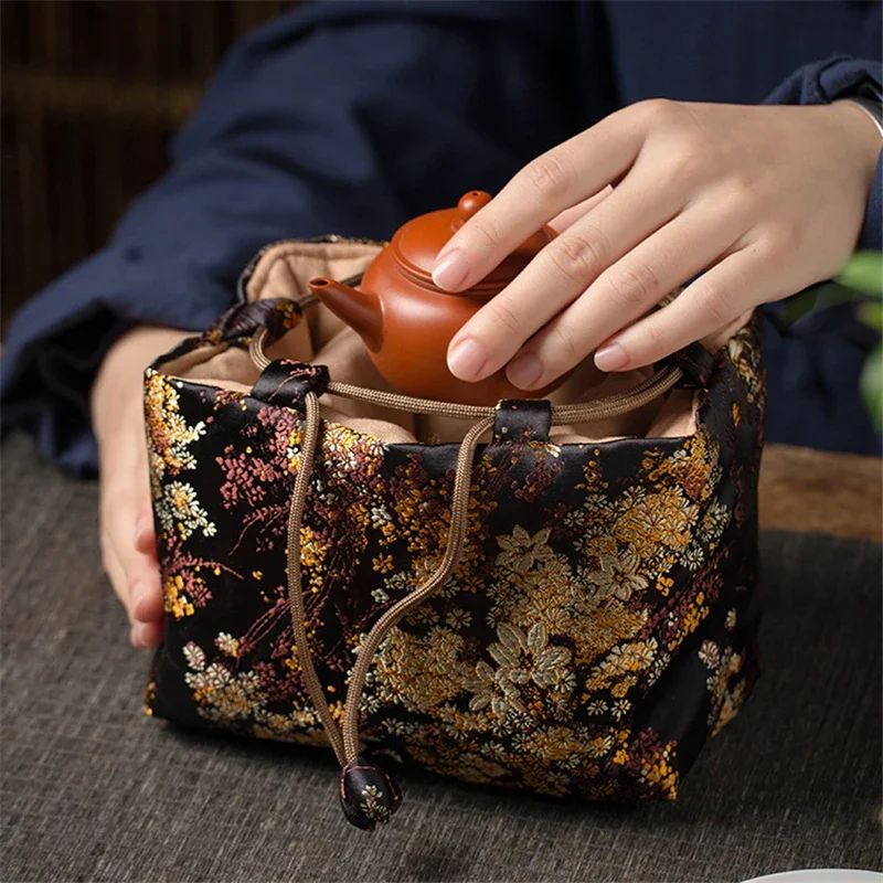 Master cup storage bag Tea set purple clay pot portable storage Tea cup tea set bag One pot and two cups portable