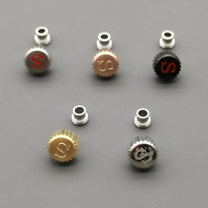 Mod SKX007 SKX009 Uhrengehäuse Krone ist geeignet für NH35 NH36 Uhrwerk S Logo poliert Silber Gold Rose Schwarz Blau Krone Teile – Detail 2