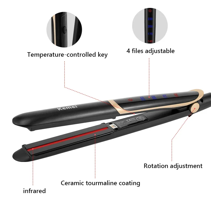 Professional Hair Straightener Curler Hair Flat Iron Negative Ion Infrared Hair Straighting Curling Iron Corrugation  Care 5