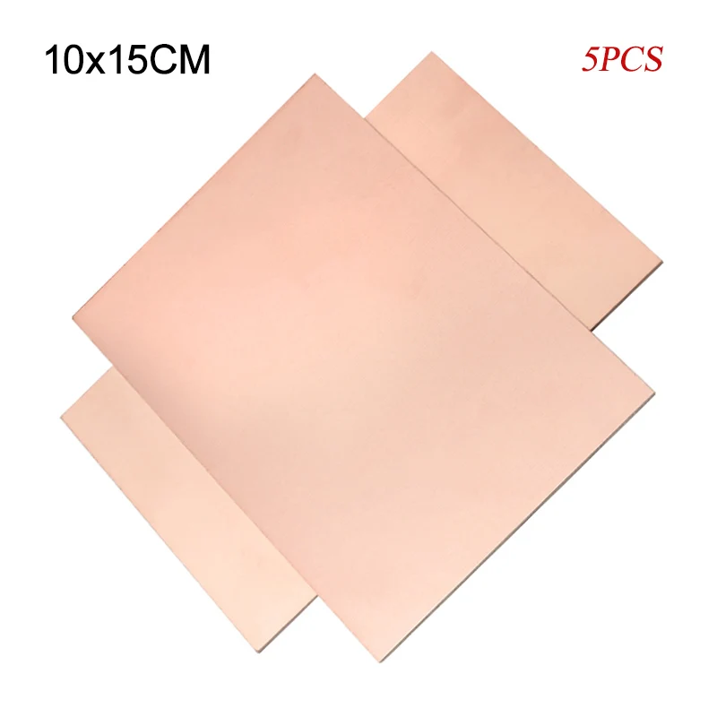 Panneau stratifié plaqué cuivre et fibre de verre FR-4, 5 pièces, 10x15CM, PCB Double face, Circuit imprimé de Prototype, bricolage, 10x15CM