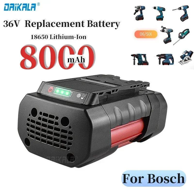 

36V 8000mAh Replacement Batteries Lithium-Ion for BOSCH Li-ion Rechargeable Battery BAT810 BAT836 BAT840 GBH36V-LI Power Tool