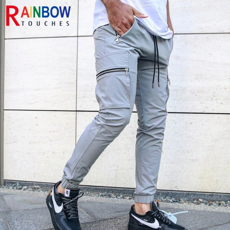 Rainbowtouches Cargo Pants New Sweatpants Men's Pants Zip Pocket Men Casual Stretch Fabric Running Men's Trousers