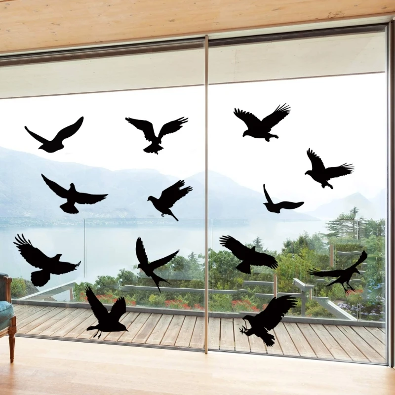 9pcs Anti-collision Window Bird Stickers Black Silhouettes Glass Door PROTECTION Save Birds Glass Door wall stickers,window stickers
