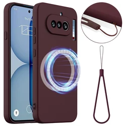 Magnetic Soft Liquid Silicone Strap Protective Phone Case with Microfiber Lining - Nothing Phone (4a) (Wine red)