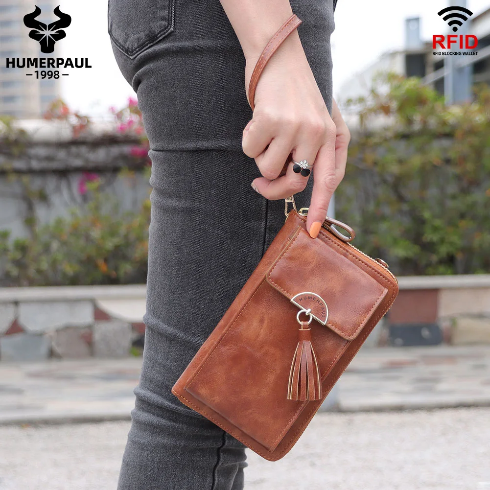 ソフトレザー女性ショルダーバッグ携帯電話ポケット RFID
