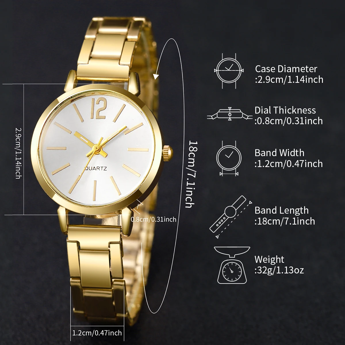 6PCS/Set Fashion Women's Watch Gold Steel Band Quartz Watches Butterfly Jewelry Set（Without Box） 4