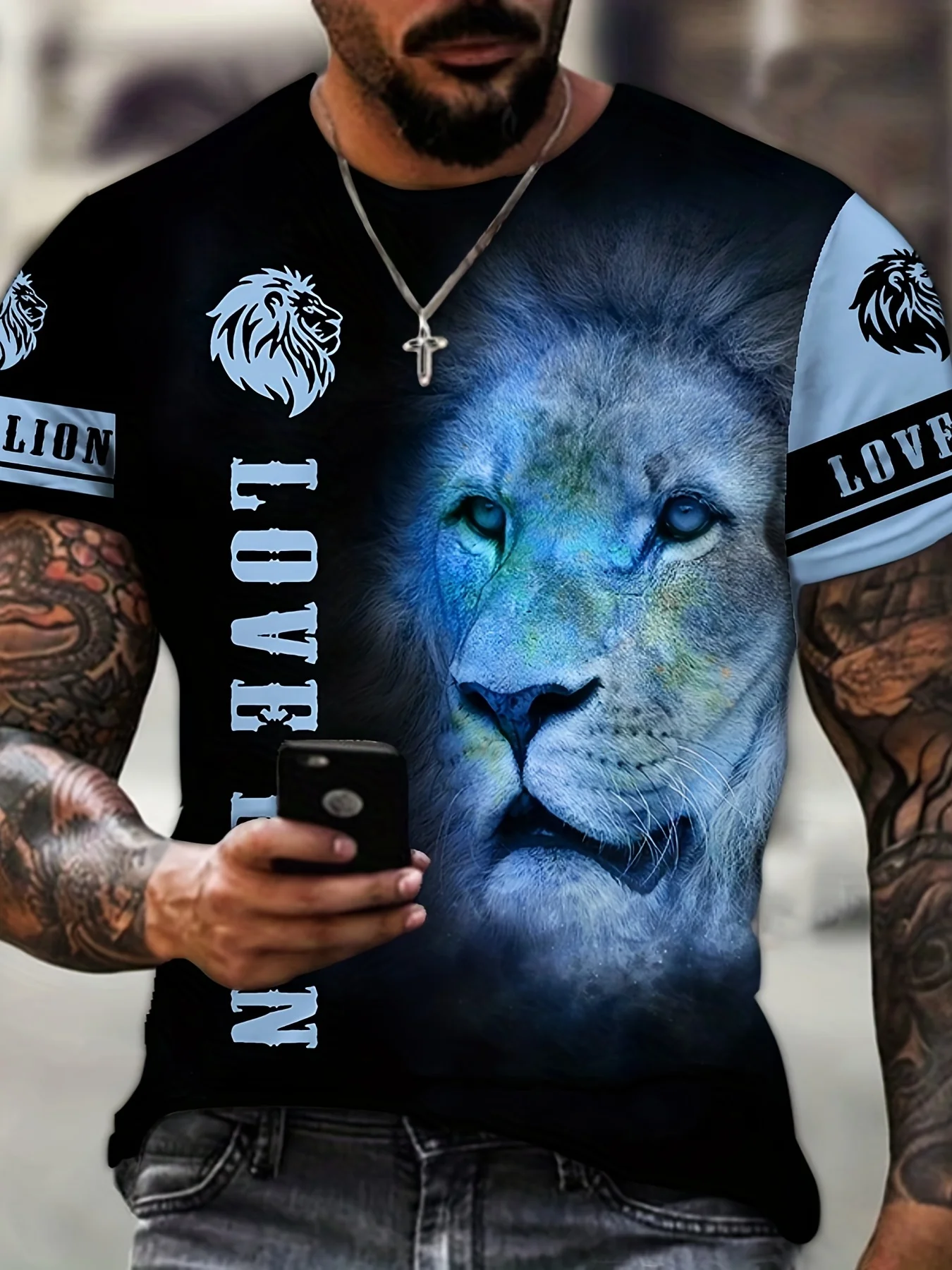 New Popular T-shirt Men Animal Lion 3d Print Fashion Short Sleeve Top Fallow Sport Fitness TShirt Comfort And Breathable Summer - Image 3