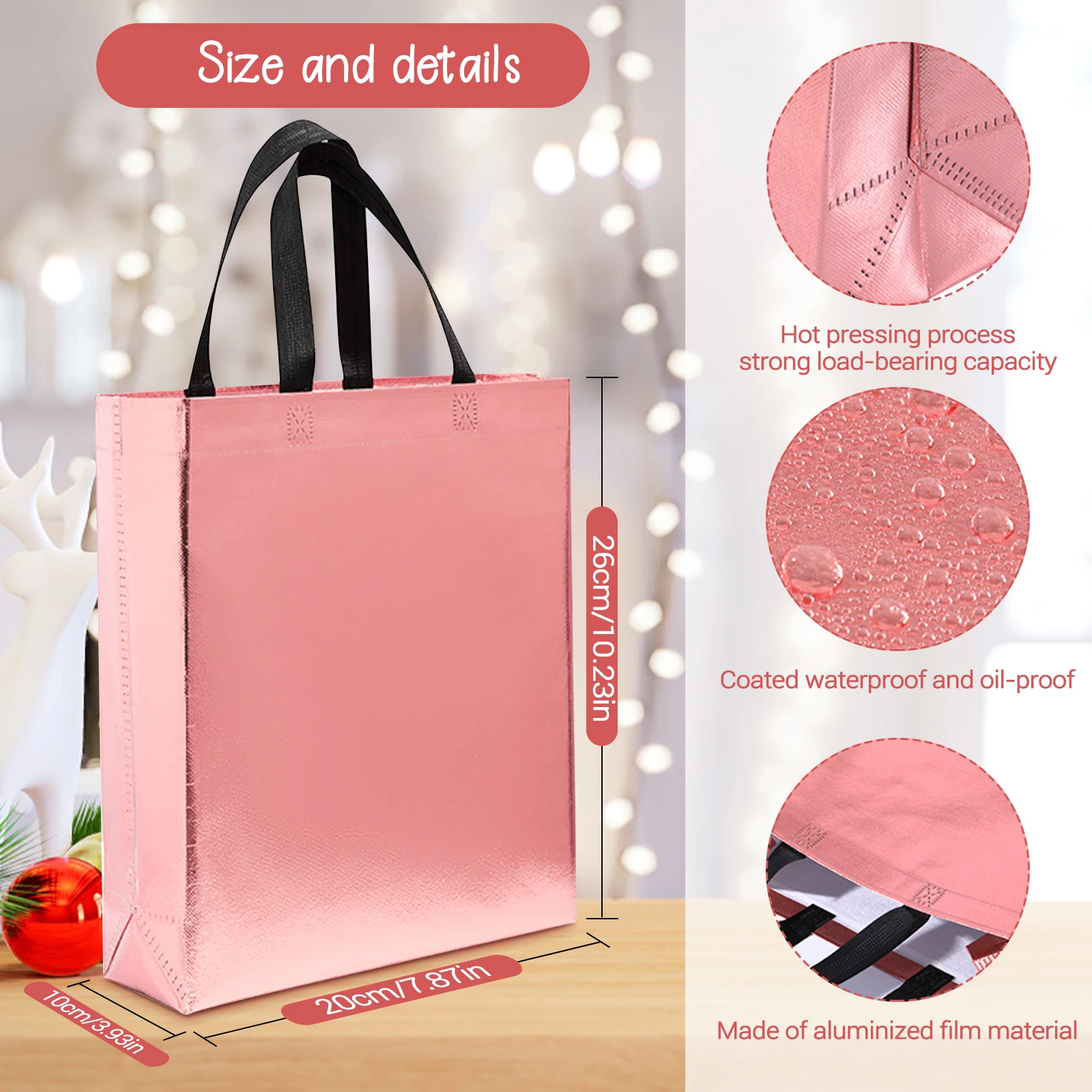 20pcs Aluminized Film Non-Woven Gift Tote Bags – Reusable Leak-Proof Shopping Bags for ... - SKU AFNB1919 - UGI Packaging