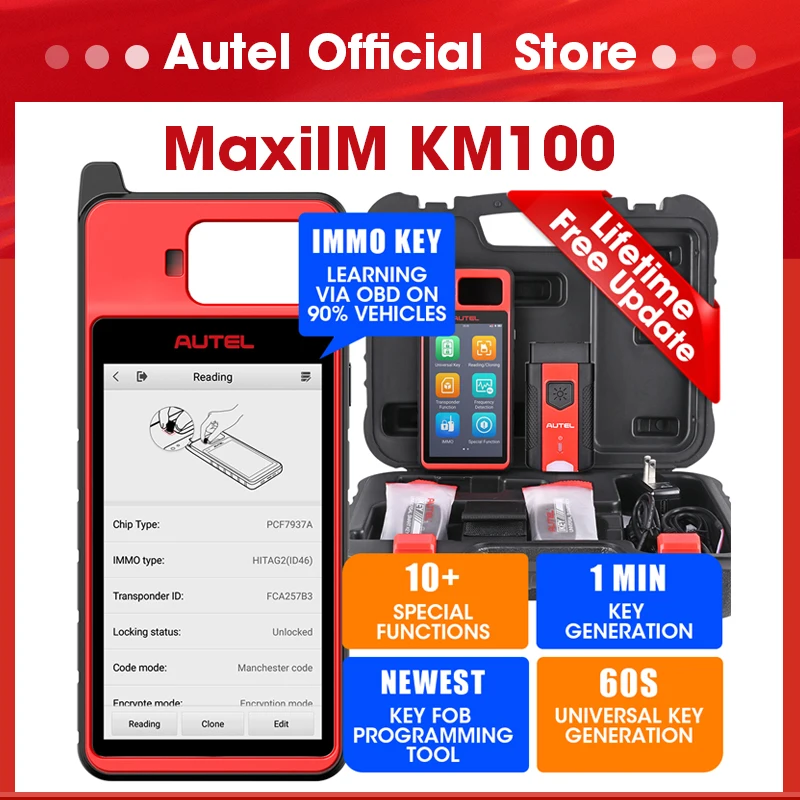 Autel MaxiIM KM100 Key Fob Programmer Universal Key Generator Kit Key Programming Tools Free Update PK IM508