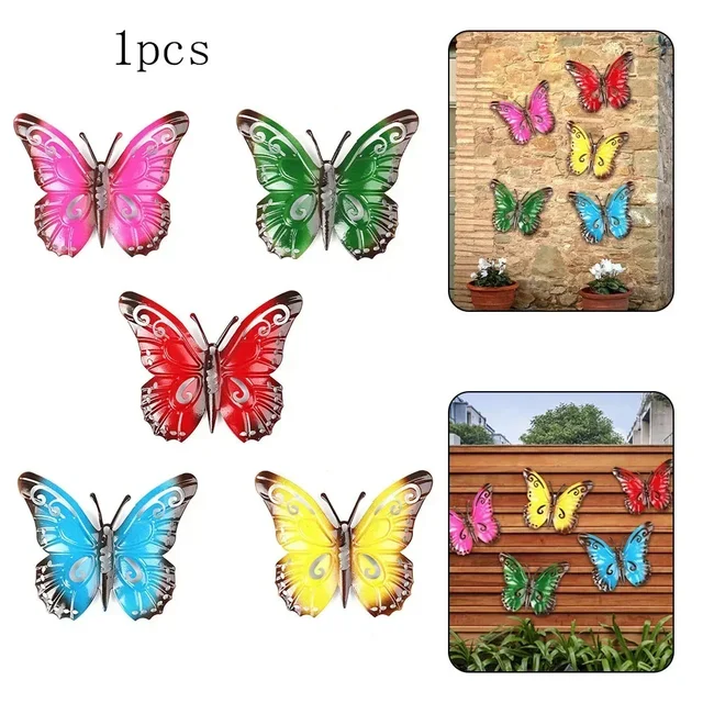 11cmx9cm Vintage 3D Metal Butterfly Wall Art Hanging Decor Wrought Iron Wall Hanging Sculpture Garden Home Party Decoration