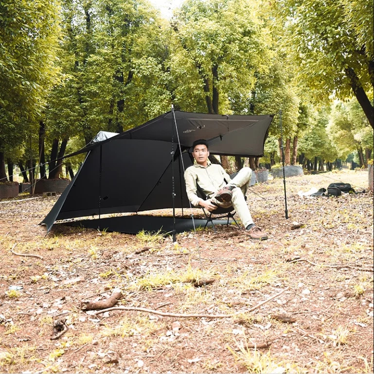 15D Lightweight Professional Camping Tent 2 Person Broadened Rodless Pyramid Comes With Double Tarp