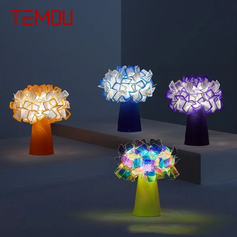 

TEMOU Simple Table Lamp Modern Flower Nordic LED Decorative Desk Light for Home Bed Room Bedsid