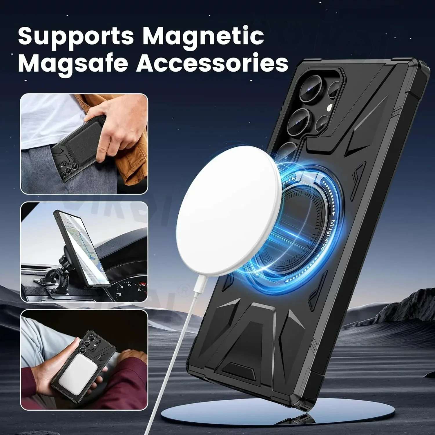 Magnetic Ring Holder Kickstand Protective Case with Stand