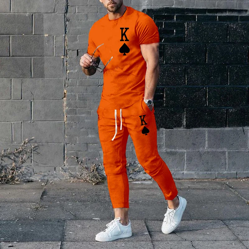 

Summer New Men Tracksuits Fashion 3D printed Short Sleeve T Shirt Long Pants 2 Piece Sets Casual Trend Oversized Clothing