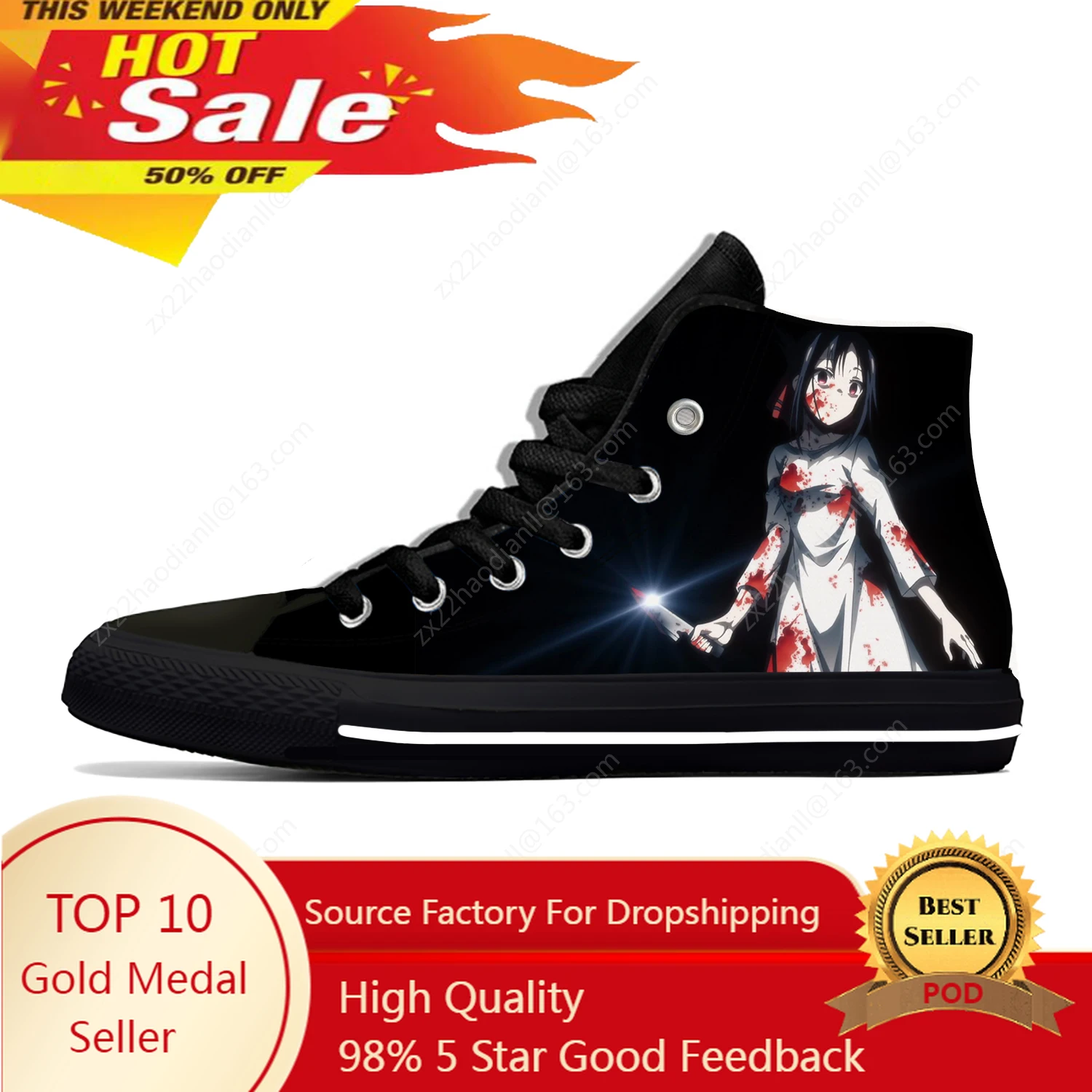 

Hot Anime Kaguya Sama Love Is War Lightweight Cloth 3D Print Fashion High Top Canvas Shoes Men Women Casual Breathable Sneakers