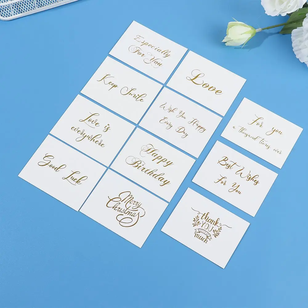 Elegant Gold Stamped Thank You Greeting Cards - Set of 50, 6x8cm White with Simple Design