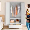Metal Armoire Wardrobe Closet with  Wardrobe Cabinet with Drawers and Hanging Rail Metal Closet with Adjustable Shel 4