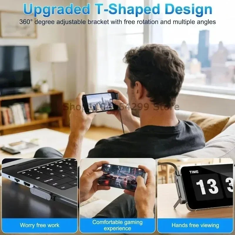 Portable Phone Stand with Built-In Fast Charging Cord
