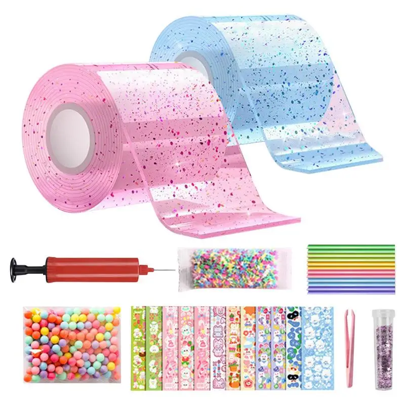 

Nano Bubble Tape Blowing Kid's Bubbles Tape Craft Kit Safe And Strong DIY Craft Pinch Toy For Home School Travel And Other
