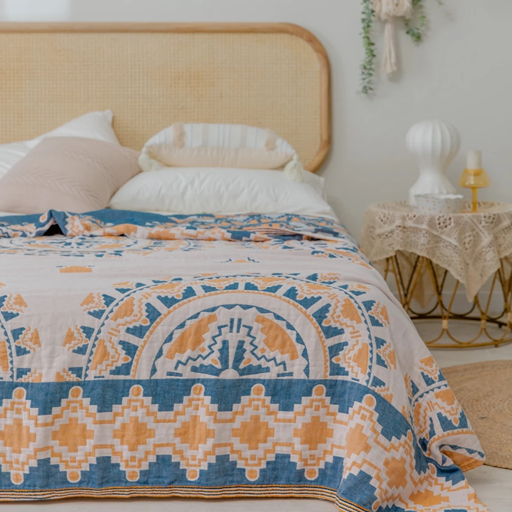 

Одеяло в богемном стиле, покрывало из чистого хлопка, шаль для сна 150x200, домашнее одеяло в клетку, дышащее полотенце для дивана