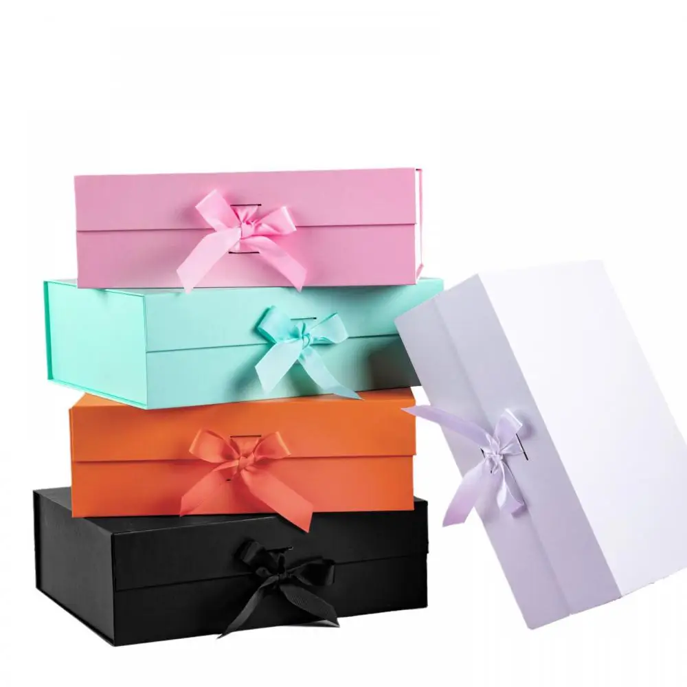 Gift Box with Magnetic Closure and Lid, Foldable Cardboard Gift Packaging Box with Ribb... - SKU GBML1044 - UGI Packaging