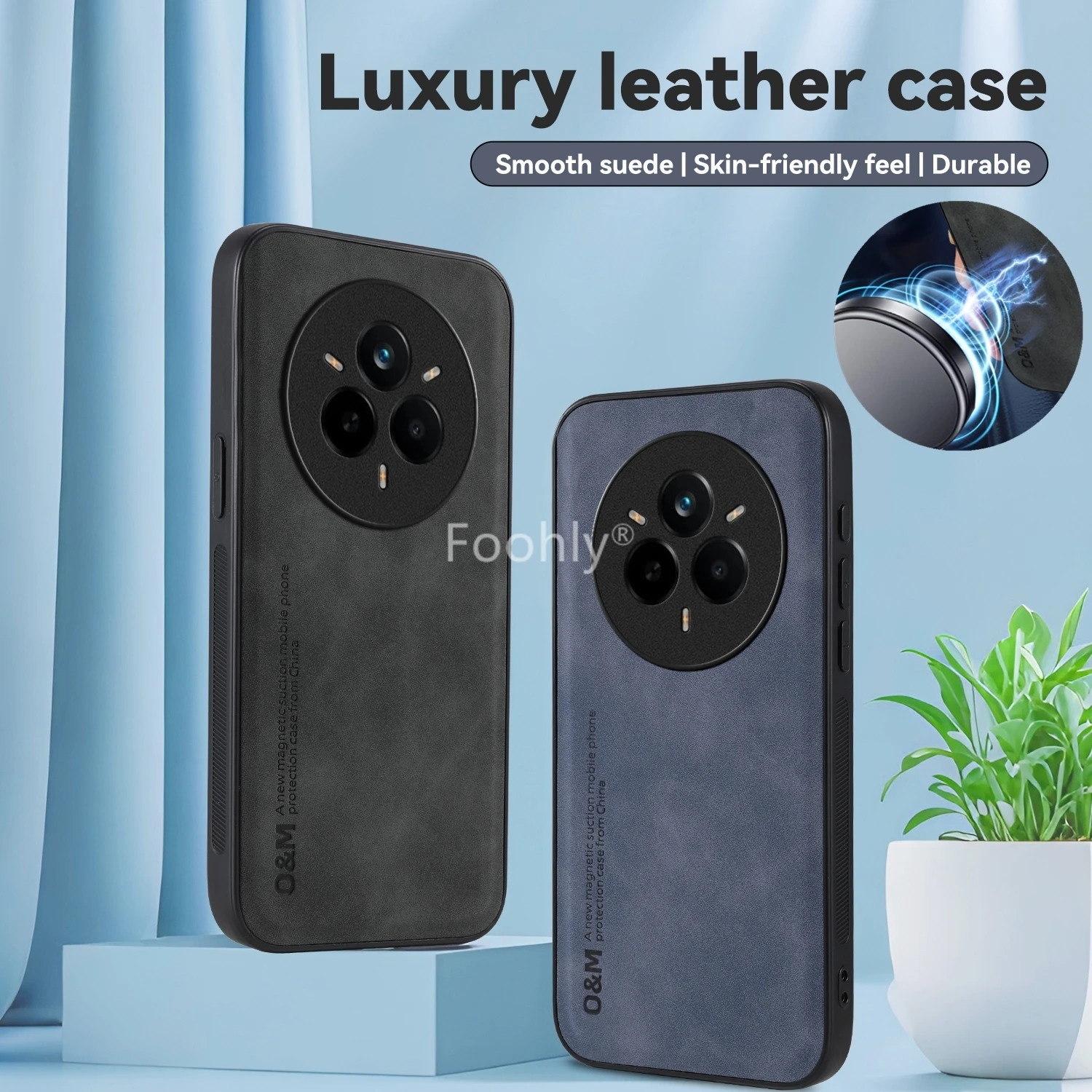 Shockproof Magnetic Nubuck Leather Protective Phone Case