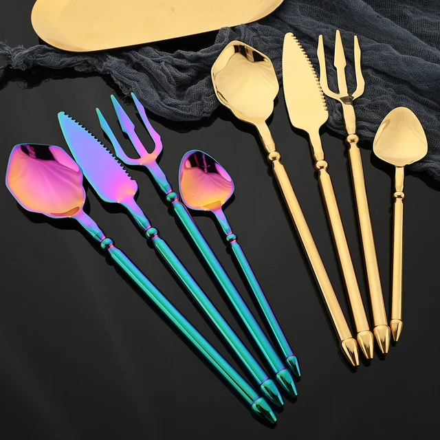 Wholesale Rainbow Cutlery Set Stainless Steel Dinnerware Tableware