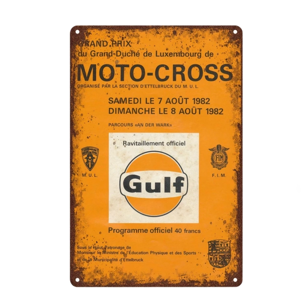 Letreros de hojalata de gasolina y aceite para motocicletas antiguas, Gulf Esso Agip Man Cave Club, pegatinas de pared para garaje, decoración de gas