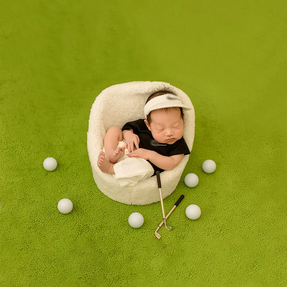  남아용 반팔 바지, 니트 모자, 스포츠 세트, 골프채 사진 소품, 스튜디오 골프 스포츠 사진 촬영 테마