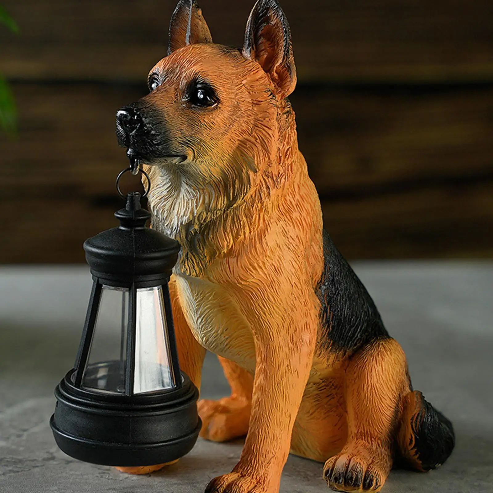 Dog Solar Garden Statue Waterproof Resin German Shepherd Decorative Sculpture for Landscape Backyard Flower Bed Porch Balcony
