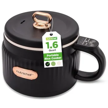 1.6 QT Portable Electric Rice Cooker Lunch Maker Multi-Functional Non-Stick Ceramic Coating Digital Control Panel 6 Cook Functi 1