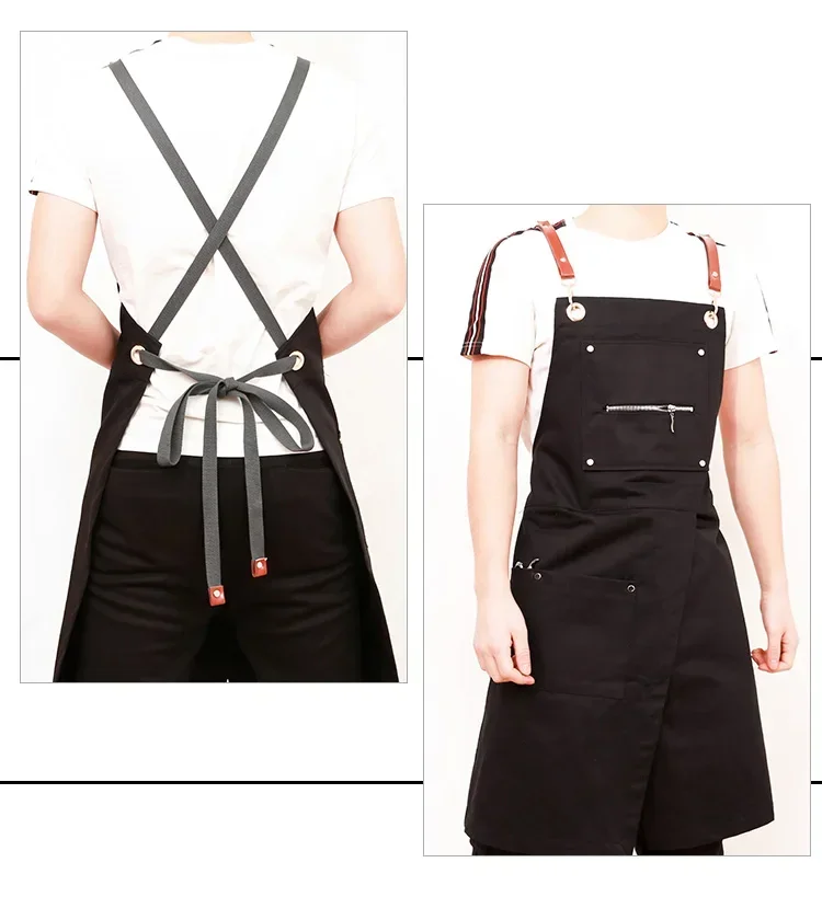 

Overalls Shop Chef Kitchen European Restaurant Logo Women Floral Durable Barber Men Apron And Coffee Custom Pockets Nail Artist