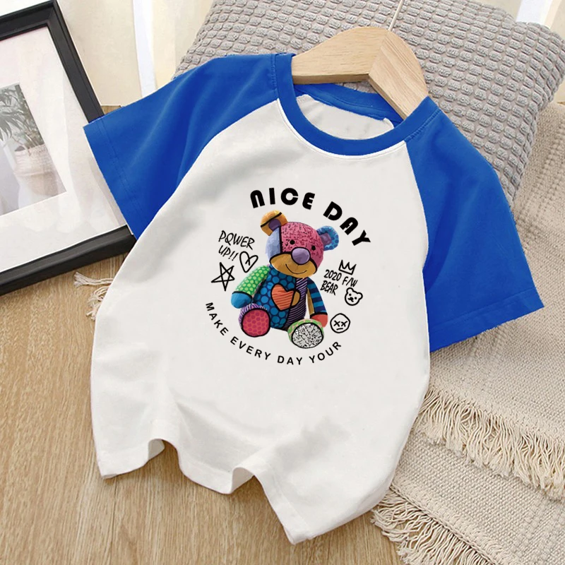 Summer Kids Clothes Streetwear Japan Style Cartoon Print T Shirt Short Sleeve Tops Tees Boys Clothes 100%Cotton Children Tees
