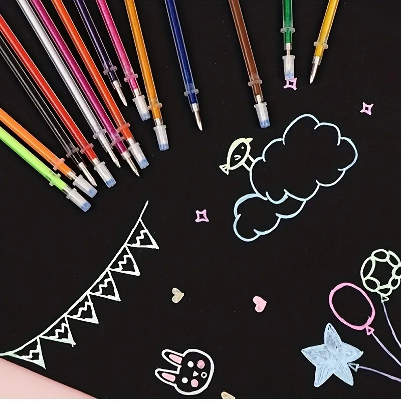 48/100pcs/set Multi-color Gel Pen Refills Painting Drawing Glitter Highlighters Cute Pens Art Markers School Office Supplies 5