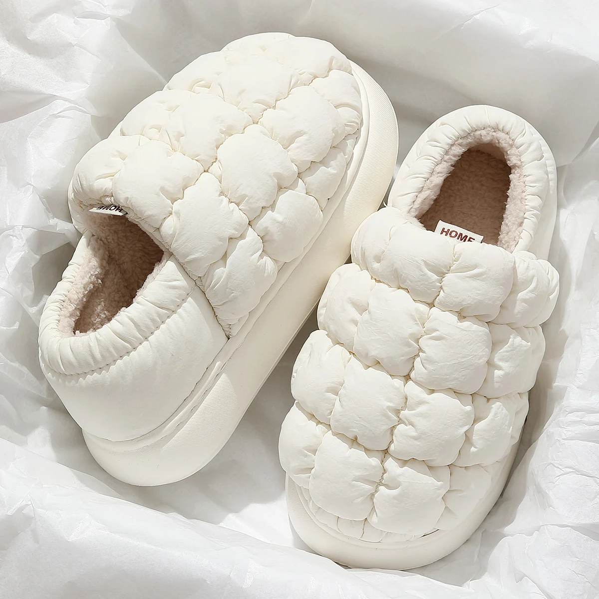 Womens Mens Winter Warm Cotton Padded Slippers Thick Sole Down Waterproof Snow Boots Female 2024 Non Slip Platform Ankle Botas 2
