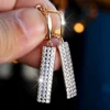 Female White Zircon Stone Hoop Earrings Luxury Gold Color Wedding Jewelry For Women