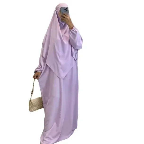Ramadan Eid Abaya and Khimar Set 2 Piece Jilbab Matching Long Hijab Dress Muslim Prayer Clothes Woman Islamic Outfit Dubai Niqab