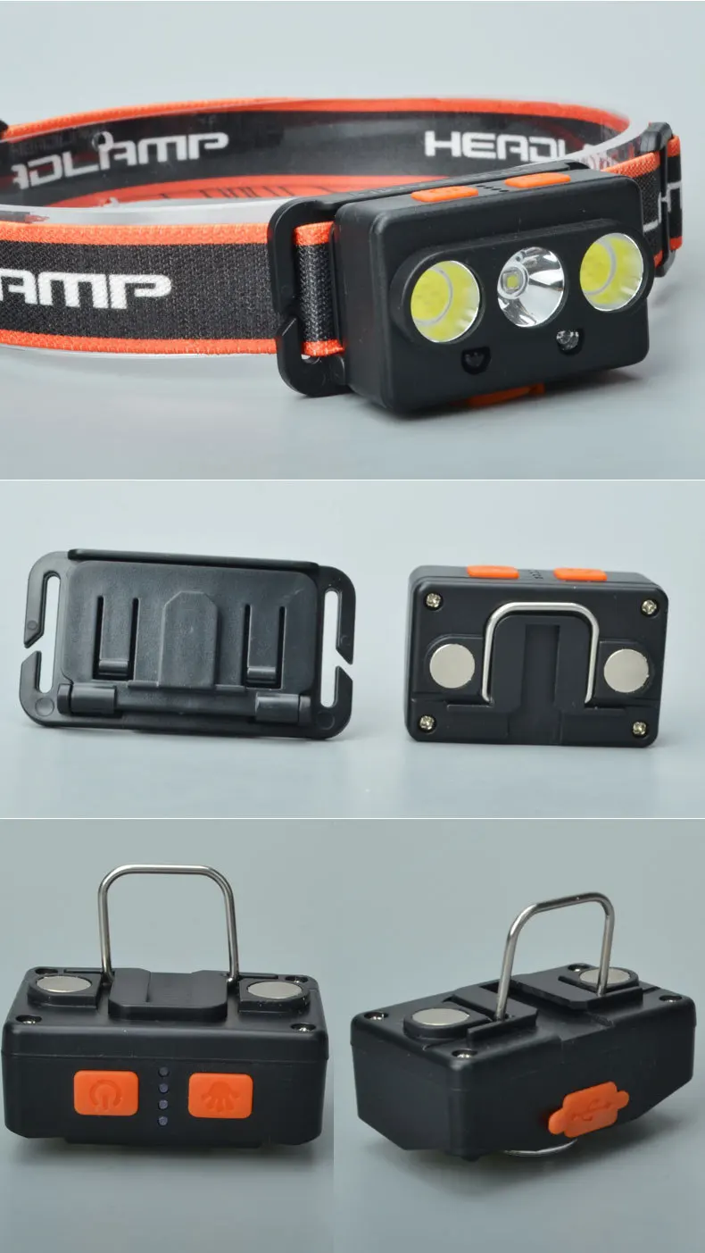 Strong light COB induction headlight magnet hook maintenance work emergency light repair car USB charging