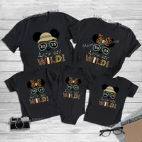 2025 Disney Let's Get Wild Funny Family Matching Shirts Animal Kingdom Mickey Minnie Print Dad Mom Kids Baby Family Trip Outfits 1