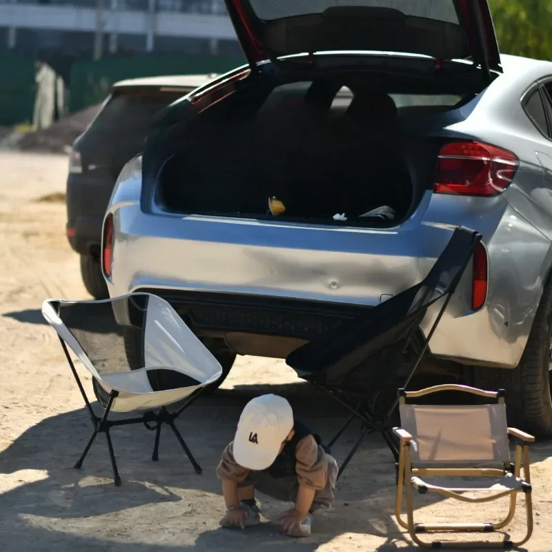 Portable Breathable Moon Chair Lightweight Folding Chair Perfect for Camping Fishing and Beach Use High-Back Design