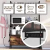5-Tier Free Standing Bakers Rack with Power Outlet, Metal Kitchen Storage Shelf Organizer with Hooks and Baskets, Industrial Mic 5