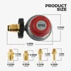 0-20PSI POL High Pressure Adjustable Propane Regulator Valve Kit LP Tank 5/16"&1/4" Hose Barb Connect 1/4" NPT& 3/8" Flare Male 2