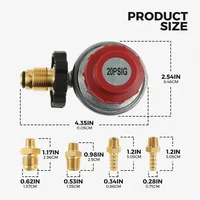 0-20PSI POL High Pressure Adjustable Propane Regulator Valve Kit LP Tank 5/16"&1/4" Hose Barb Connect 1/4" NPT& 3/8" Flare Male 2
