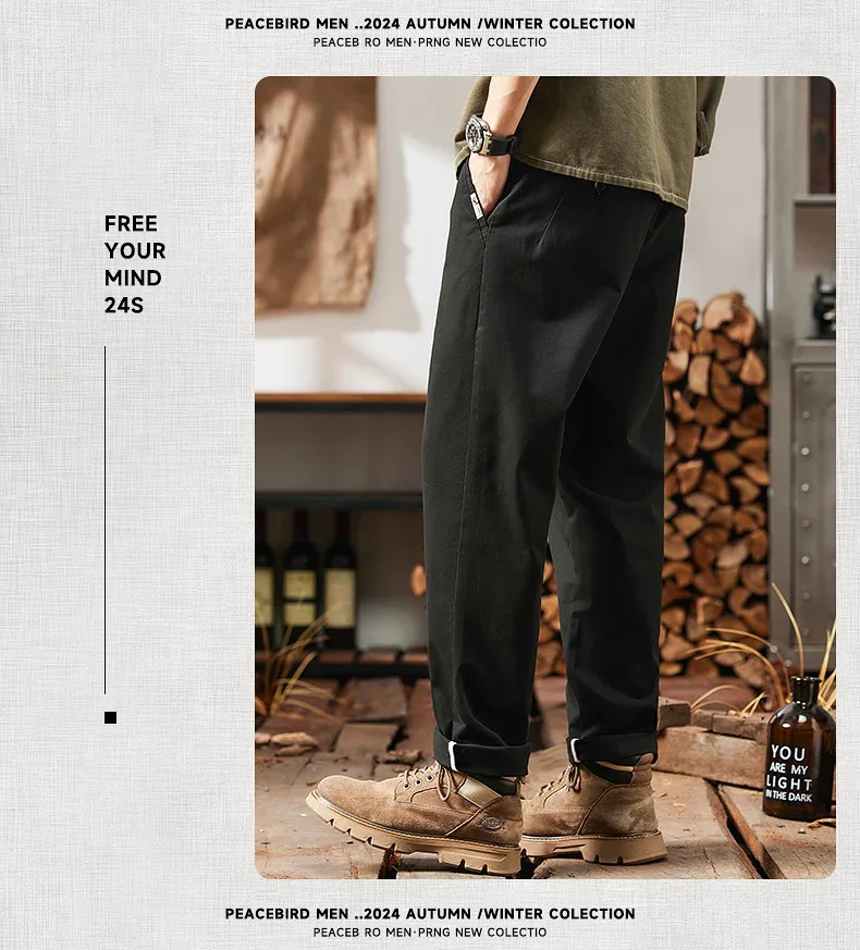 2025 New in Men's Straight Pant Elastic Waist Chino Trouser Cargo Male Regular Fit Cotton Stretch Spring Casual Korean Golf Wear