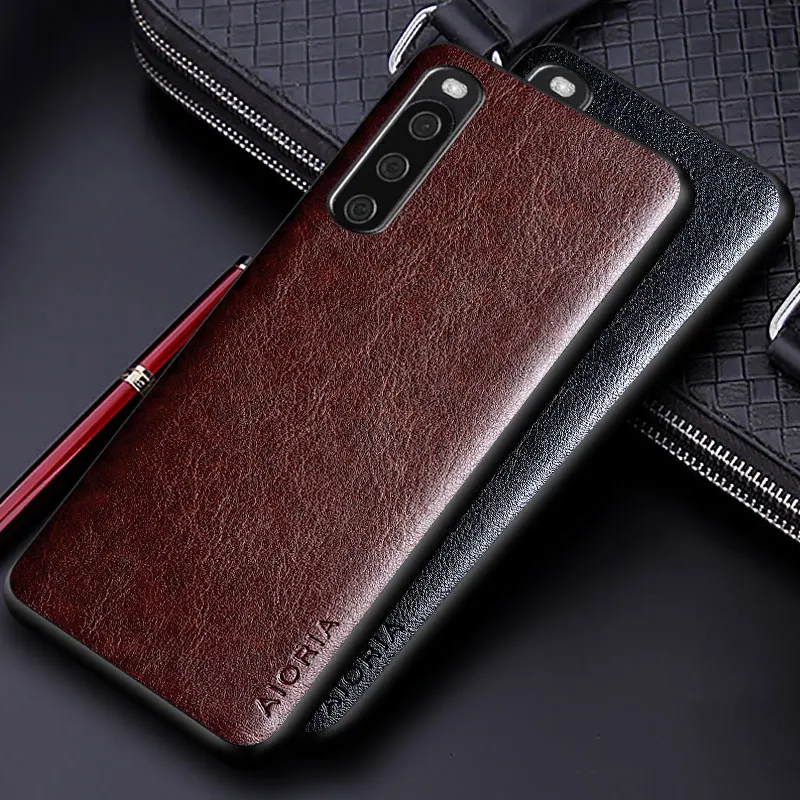 Luxury PU Leather Business Phone Case - Solid Color Design