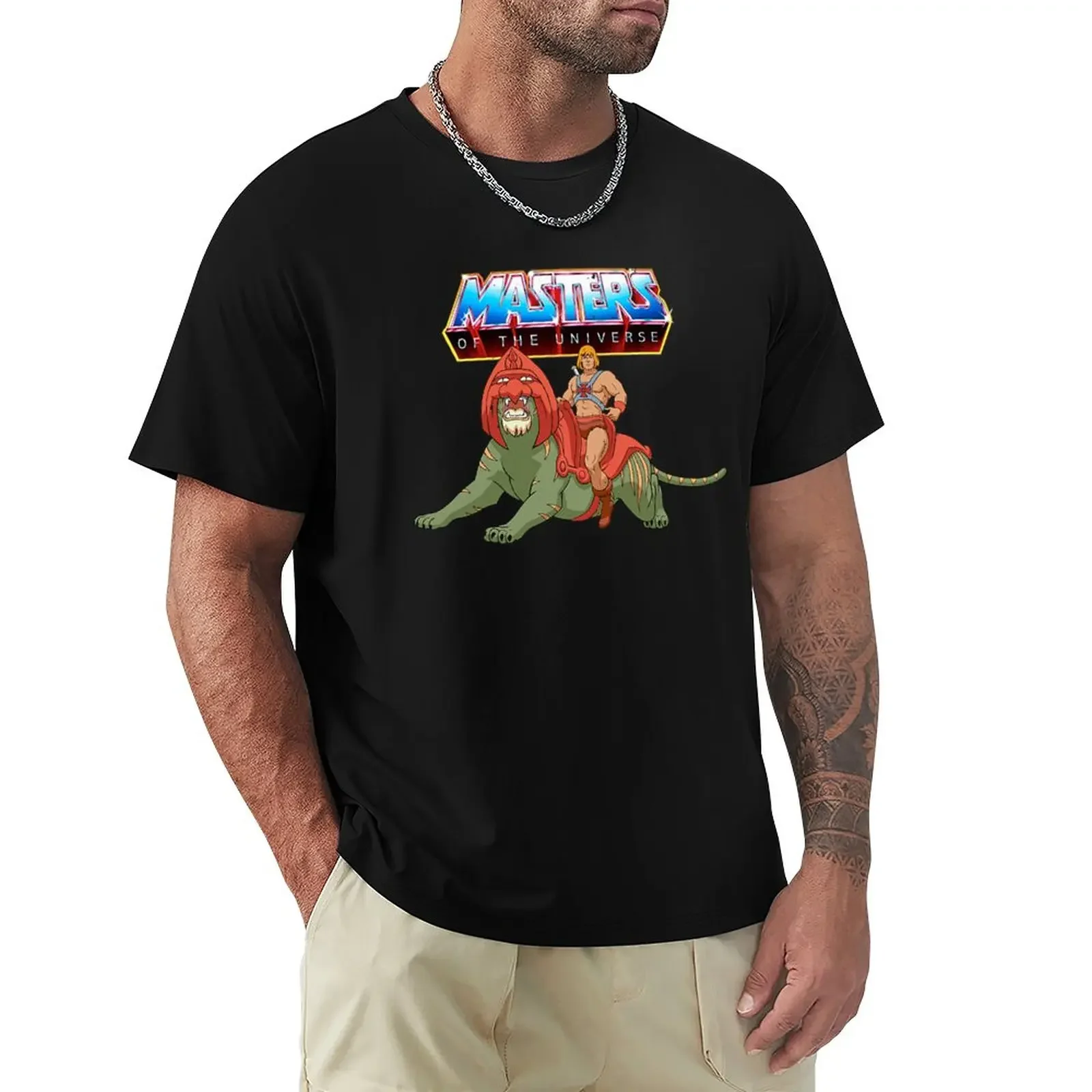 He-Man And Battle Cat T-Shirt Customs Quick Drying Boys Animal Print Shirts Graphic Tees Mens Graphic T-Shirt Funny