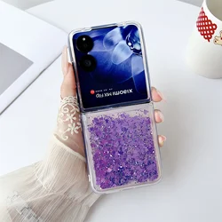 Colorful Gradient Quicksand Glitter Shockproof Folding Case - Fashion Trend Protective Cover for Xiaomi MIX Flip (Gradient Purple)
